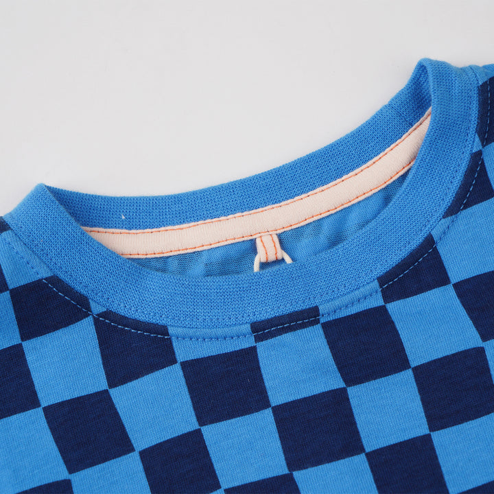 Poney Boys Blue Midnight Checks Short Sleeve Tee
