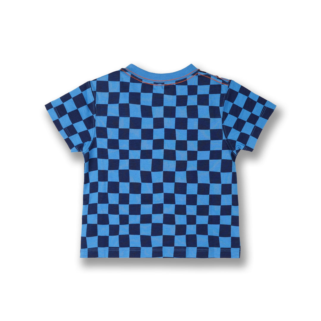Poney Boys Blue Midnight Checks Short Sleeve Tee