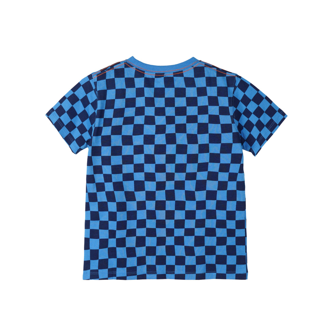 Poney Boys Blue Midnight Checks Short Sleeve Tee