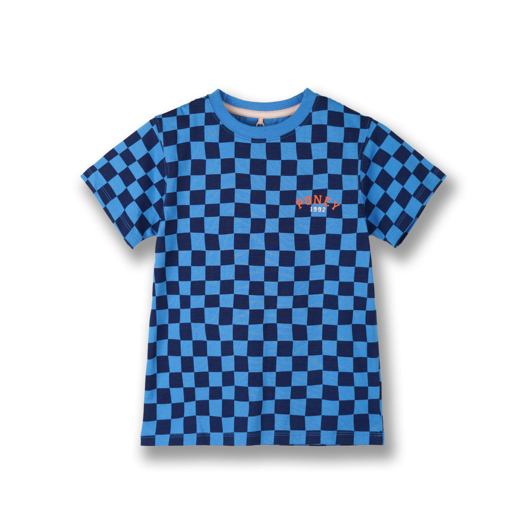 Poney Boys Blue Midnight Checks Short Sleeve Tee