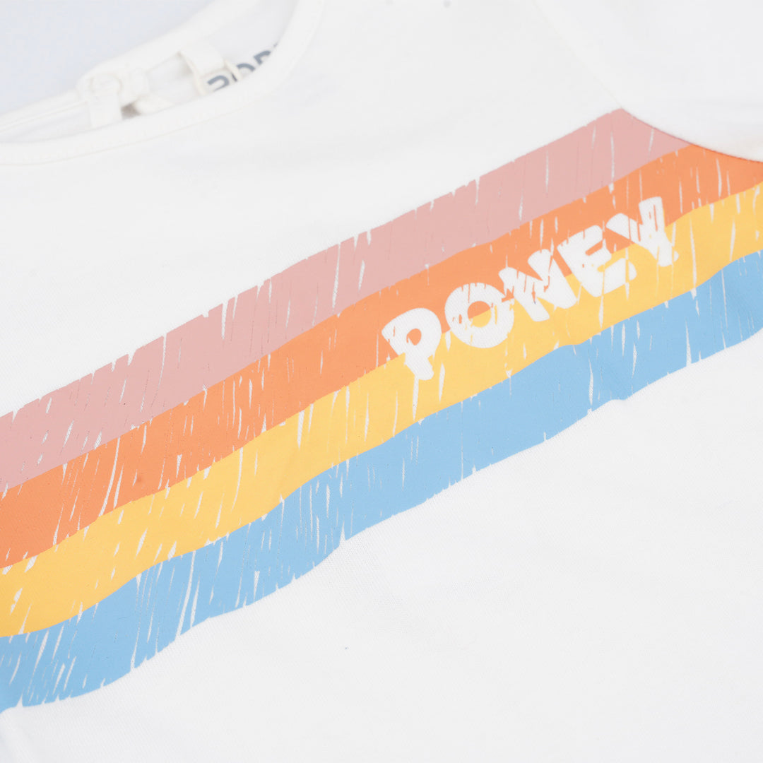 Poney Girls White Colourful Striped Long Sleeve Top
