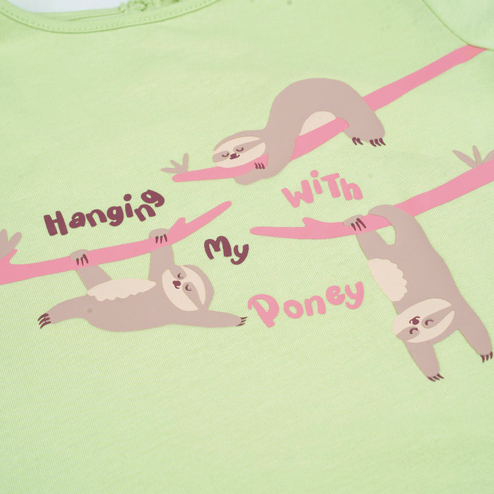 Poney Girls Green Hanging With My Poney Long Sleeve Top