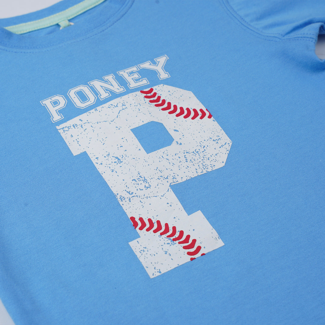 Poney Boys Blue Baseball Logo Short Sleeve Tee
