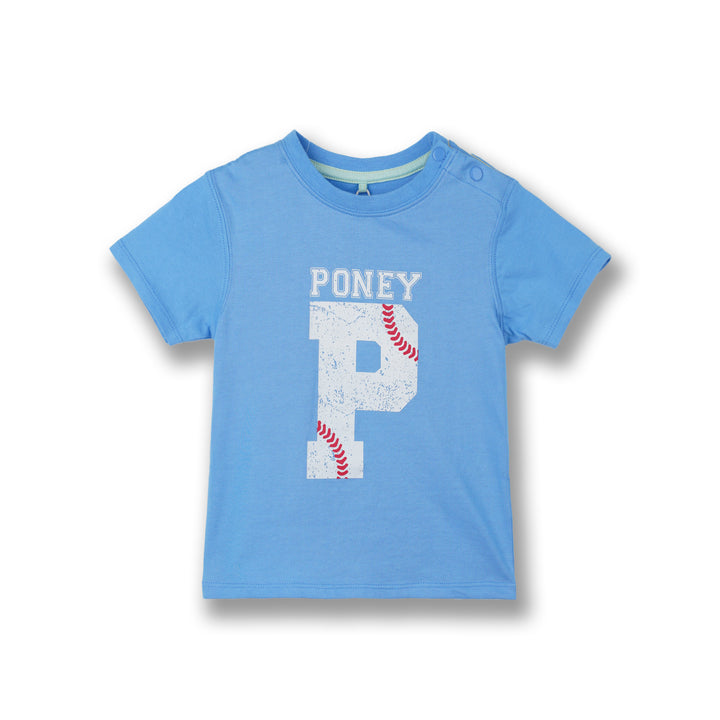 Poney Boys Blue Baseball Logo Short Sleeve Tee