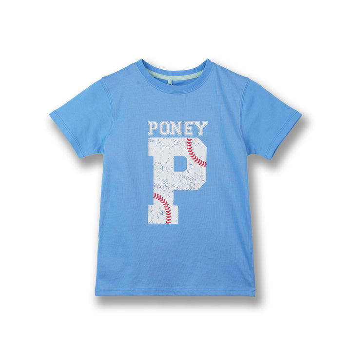 Poney Boys Blue Baseball Logo Short Sleeve Tee