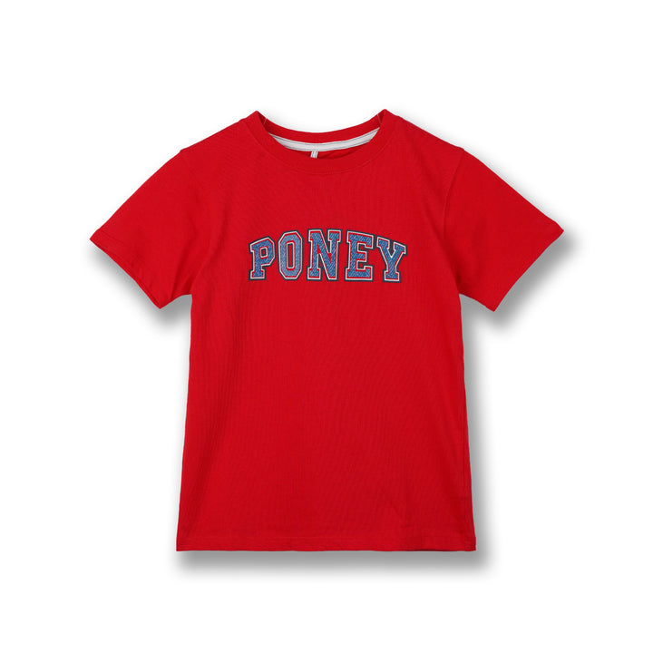 Poney Boys Red Poney Bold Logo Short Sleeve Tee