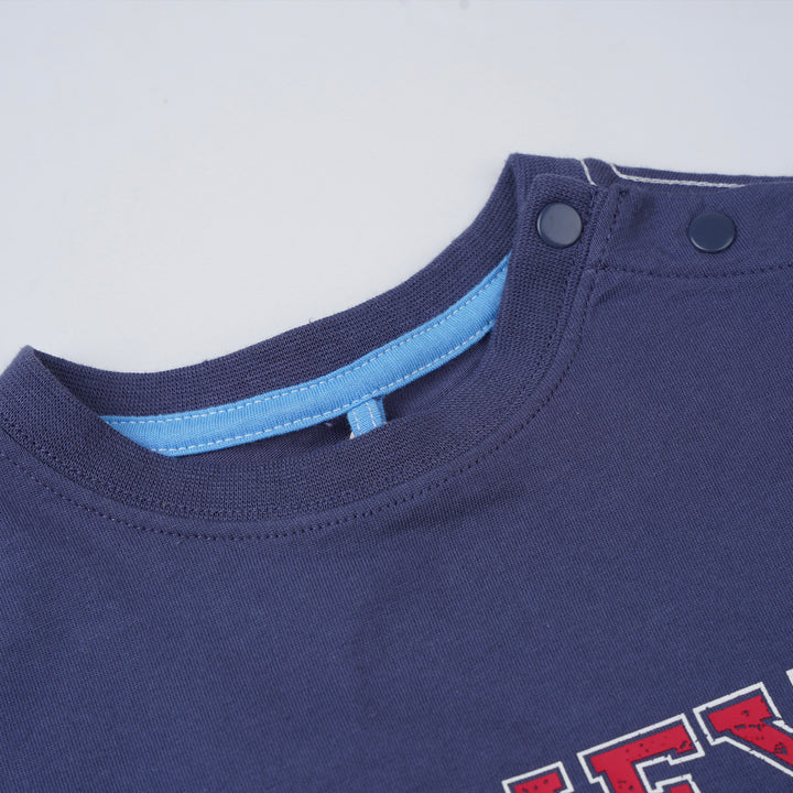 Poney Boys Navy Striped Poney Logo Short Sleeve Tee