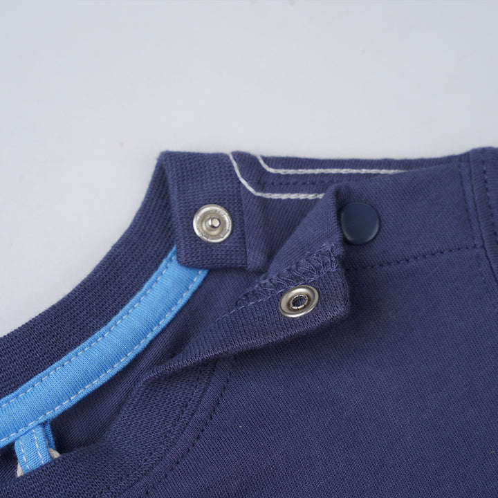 Poney Boys Navy Striped Poney Logo Short Sleeve Tee