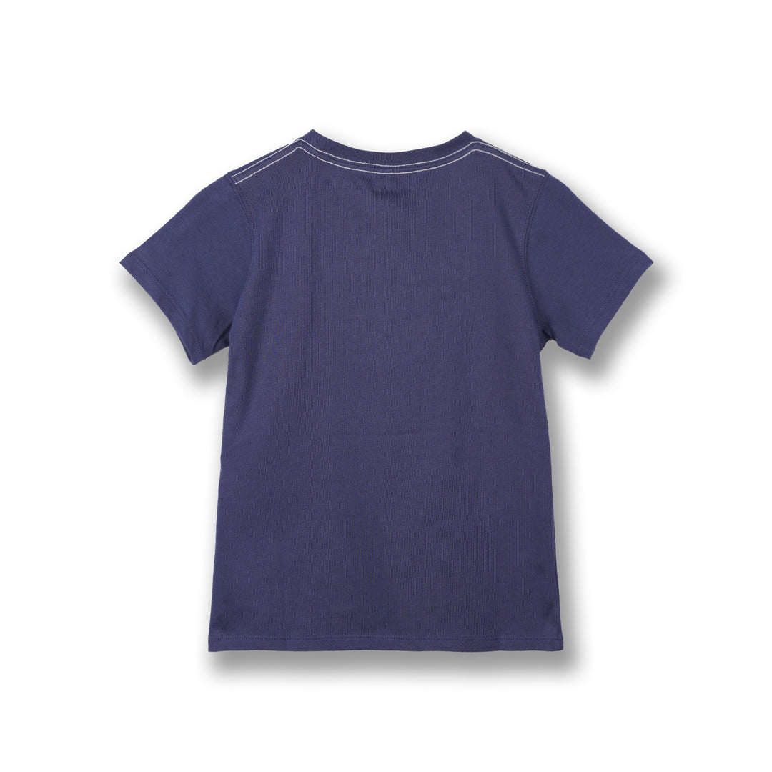 Poney Boys Navy Striped Poney Logo Short Sleeve Tee