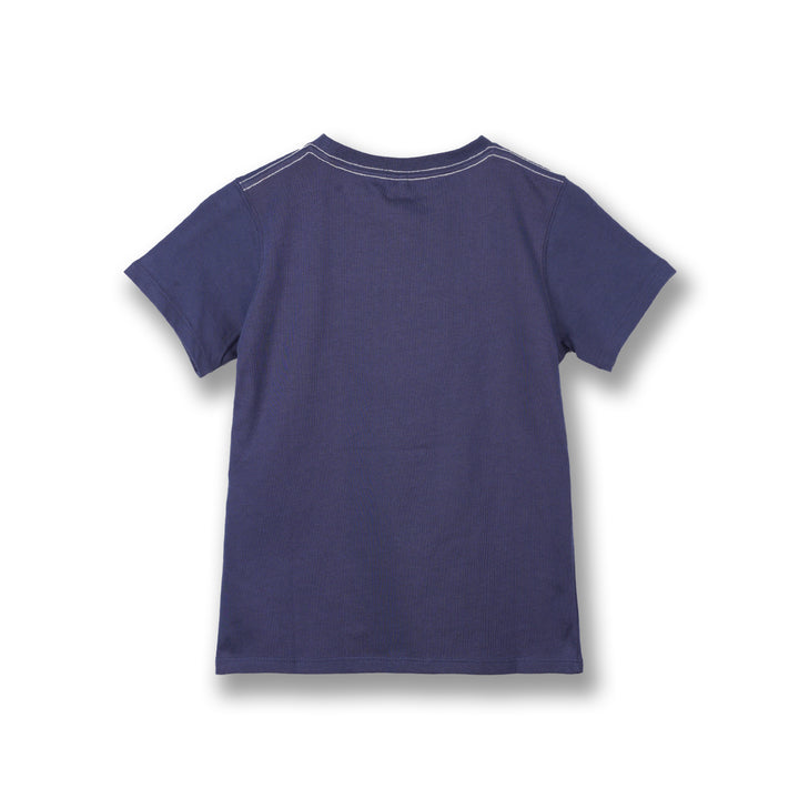 Poney Boys Navy Striped Poney Logo Short Sleeve Tee