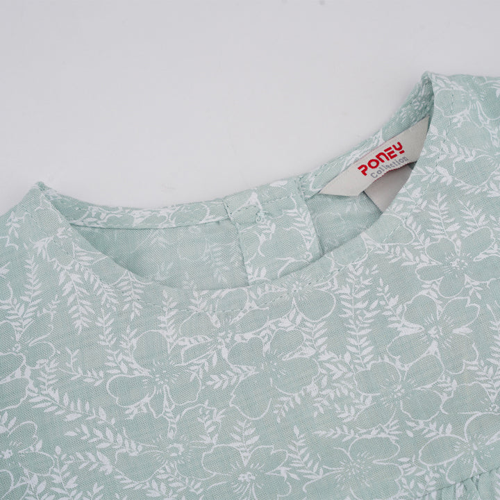 Poney Girls Mist Green Ruffled Long Sleeve Blouse