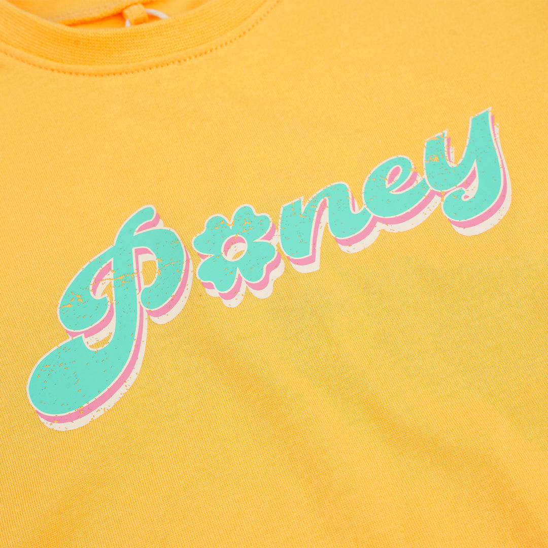 Poney Girls Orange Breezy Logo Short Sleeve Tee