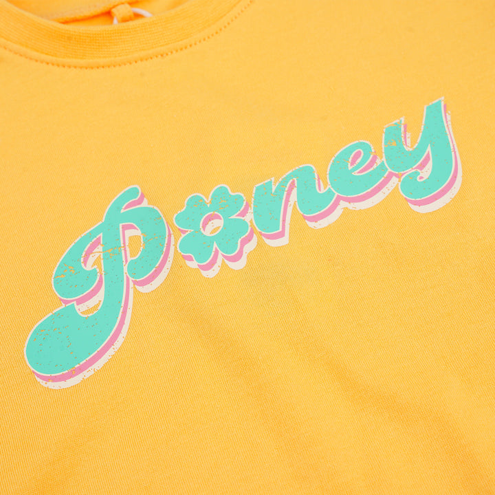 Poney Girls Orange Breezy Logo Short Sleeve Tee