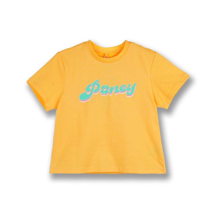 Poney Girls Orange Breezy Logo Short Sleeve Tee