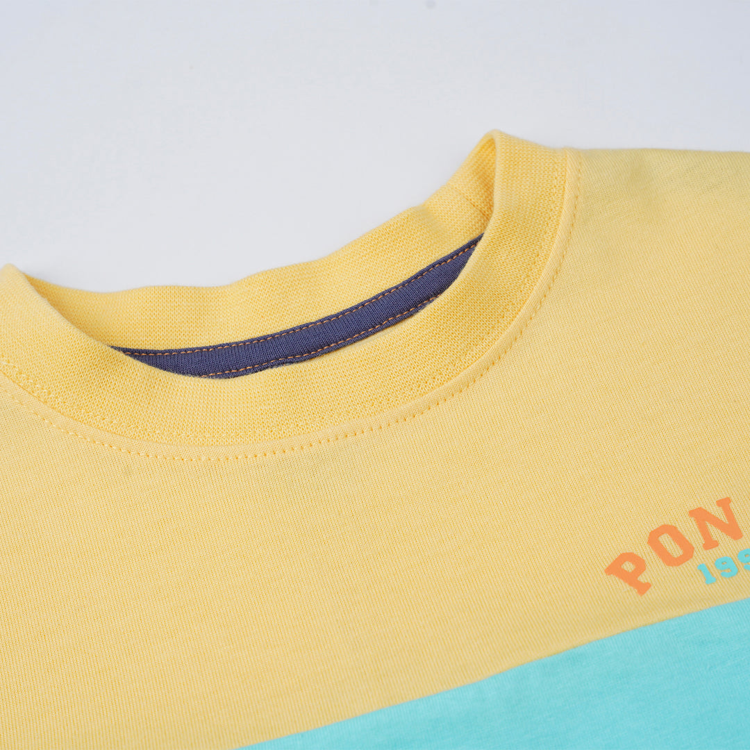 Poney Boys Yellow Contrast Trio Cut & Sew Short Sleeve Tee