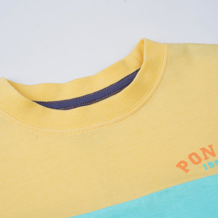 Poney Boys Yellow Contrast Trio Cut & Sew Short Sleeve Tee