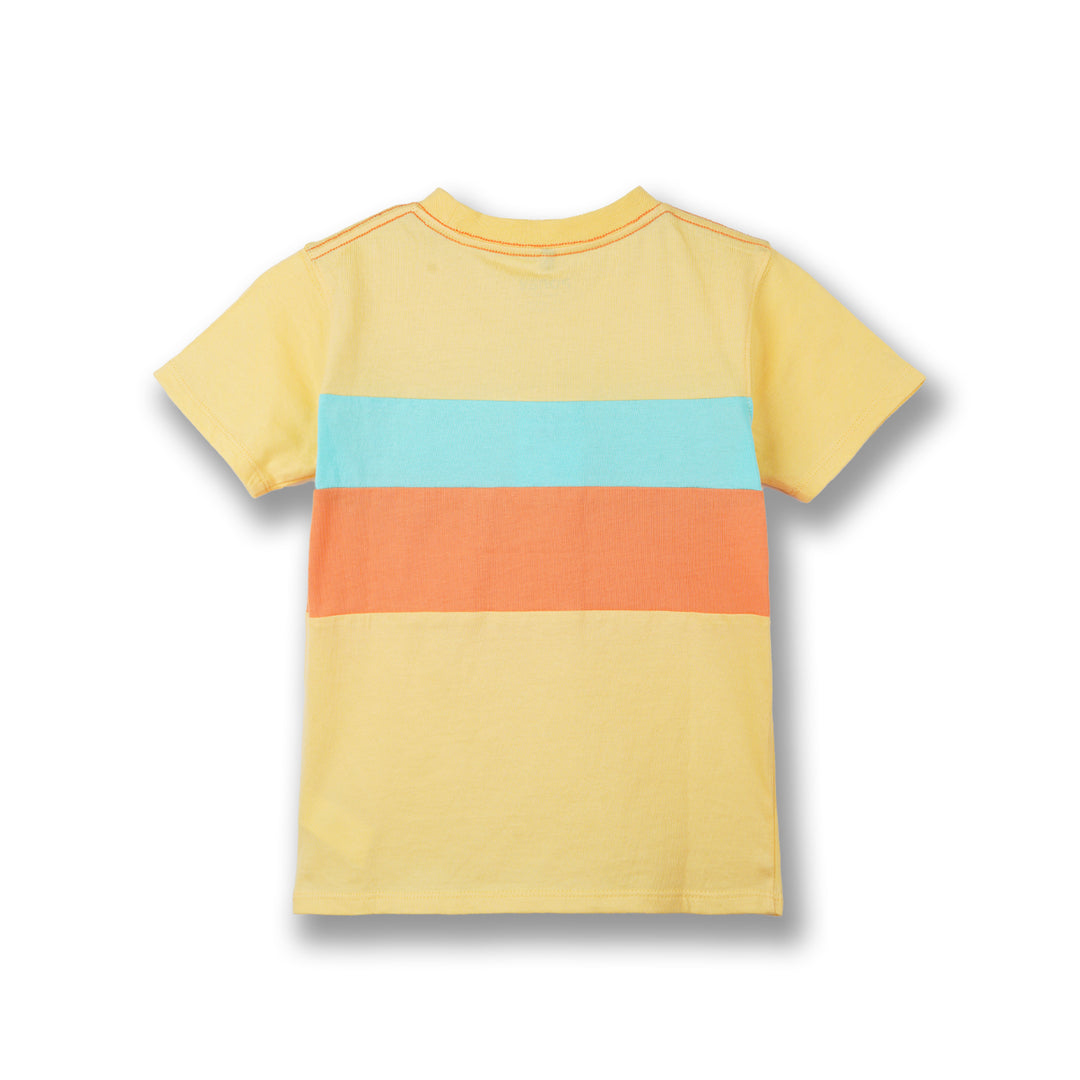 Poney Boys Yellow Contrast Trio Cut & Sew Short Sleeve Tee