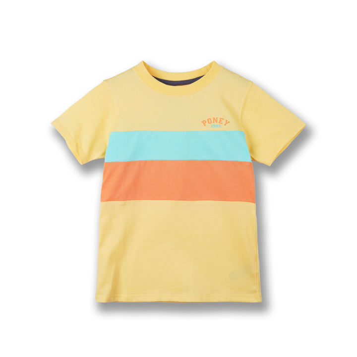 Poney Boys Yellow Contrast Trio Cut & Sew Short Sleeve Tee