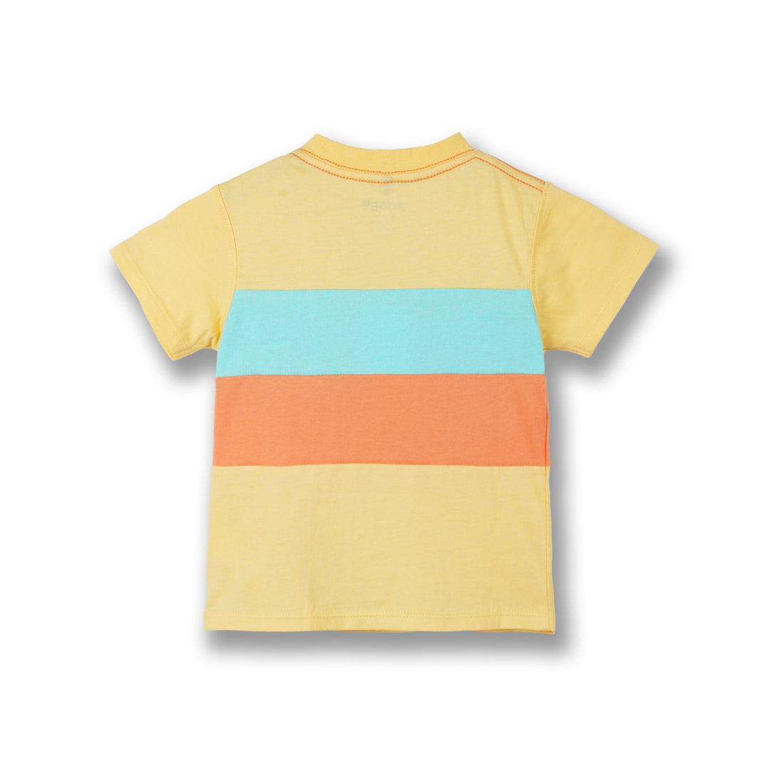Poney Boys Yellow Contrast Trio Cut & Sew Short Sleeve Tee