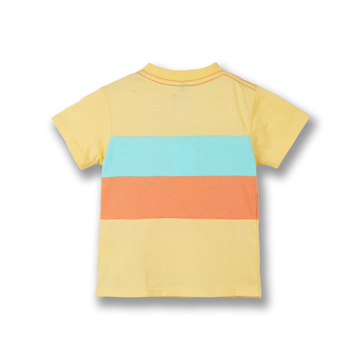 Poney Boys Yellow Contrast Trio Cut & Sew Short Sleeve Tee