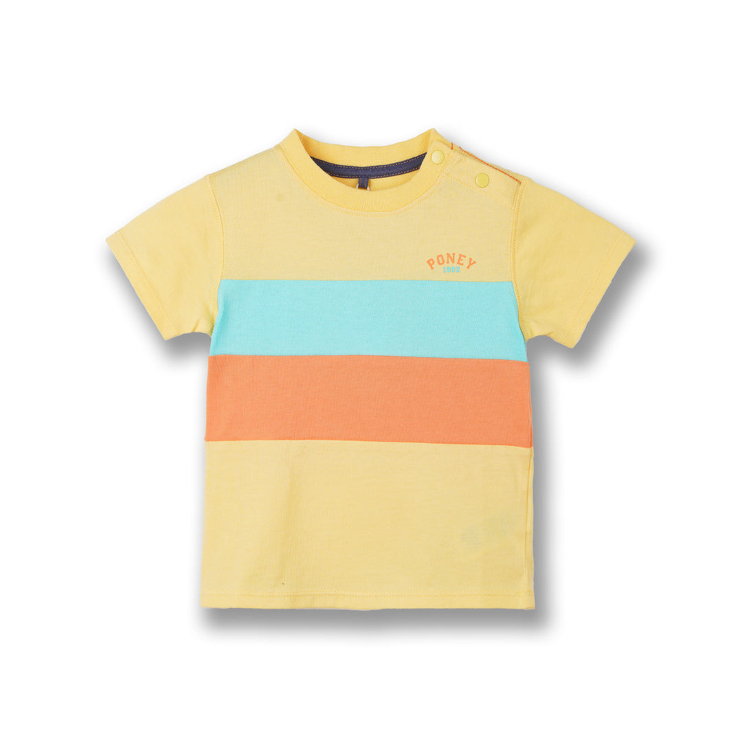 Poney Boys Yellow Contrast Trio Cut & Sew Short Sleeve Tee