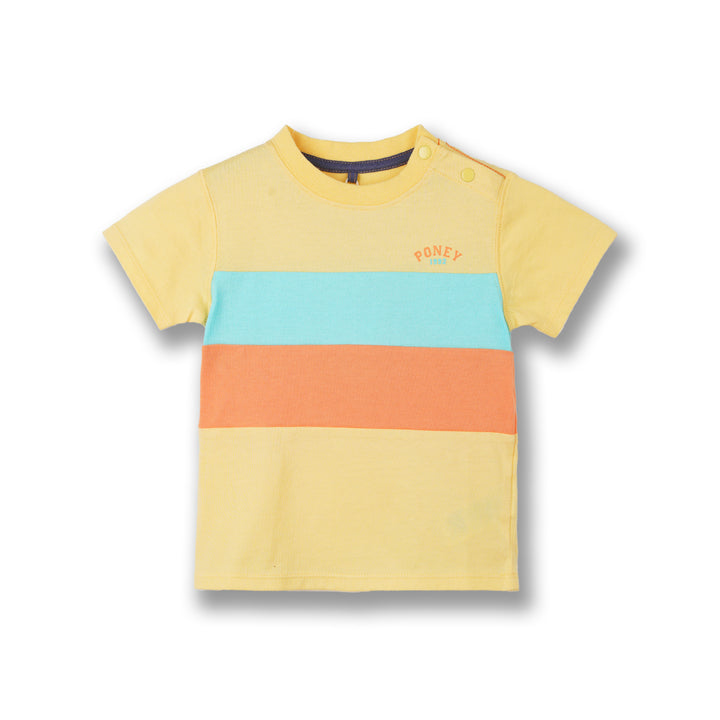 Poney Boys Yellow Contrast Trio Cut & Sew Short Sleeve Tee