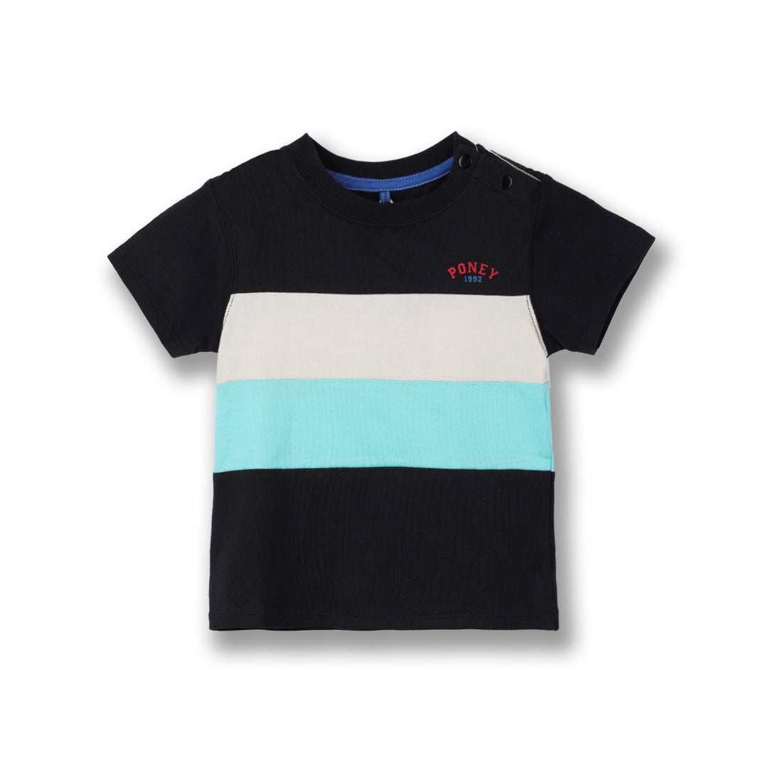 Poney Boys Black Bright Trio Cut & Sew Short Sleeve Tee