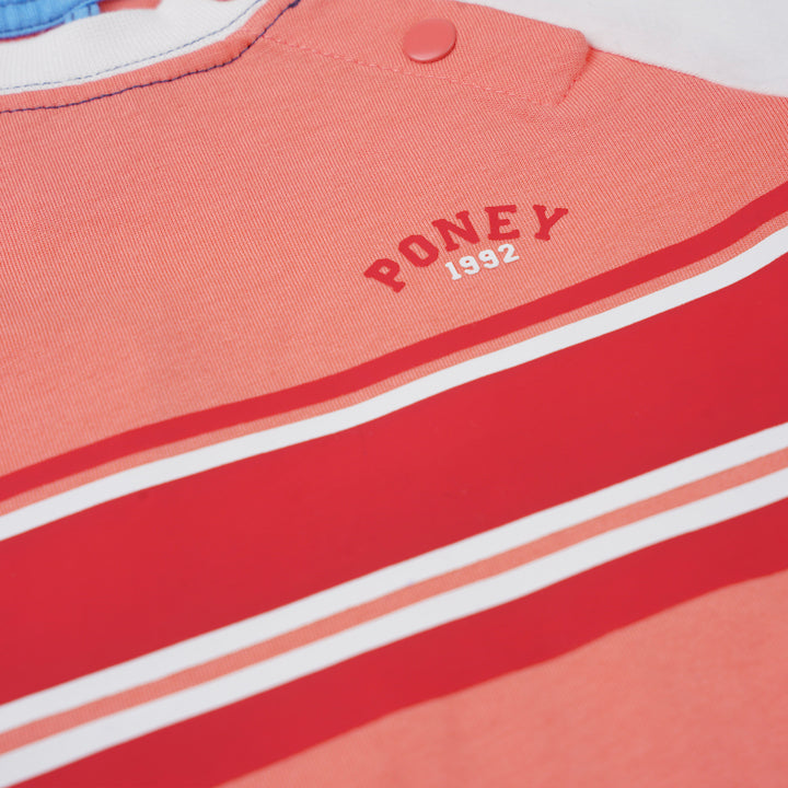 Poney Boys Pink Fire Whirl Striped Short Sleeve Tee