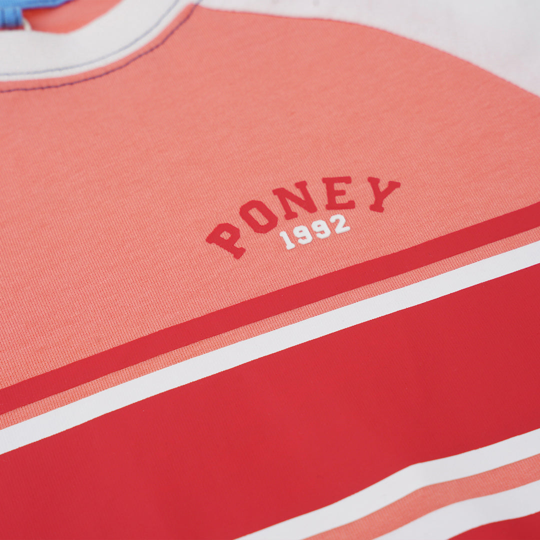 Poney Boys Pink Fire Whirl Striped Short Sleeve Tee