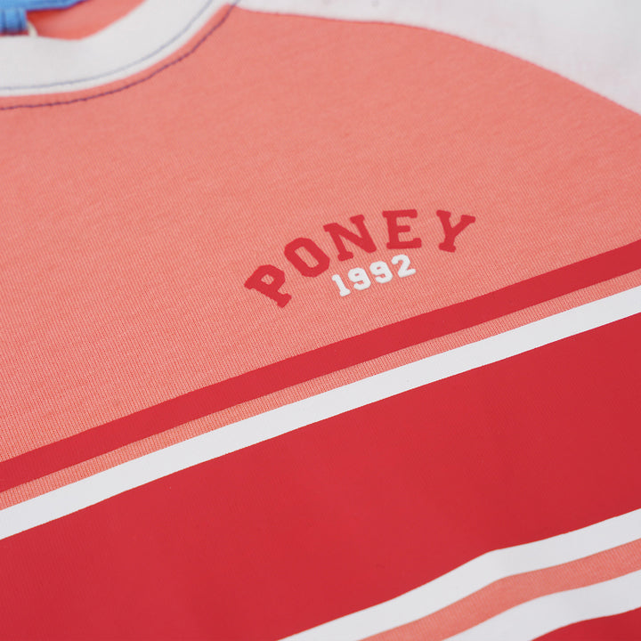 Poney Boys Pink Fire Whirl Striped Short Sleeve Tee
