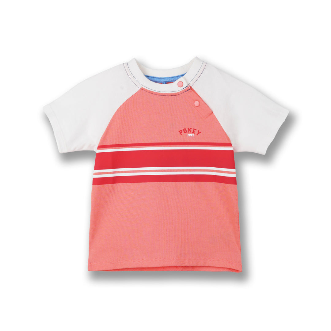 Poney Boys Pink Fire Whirl Striped Short Sleeve Tee