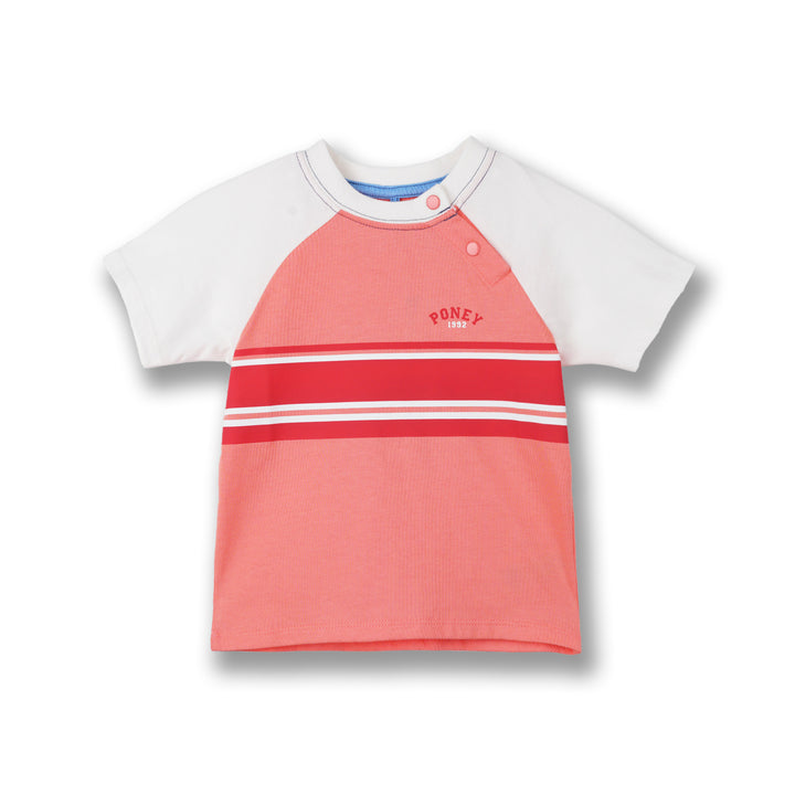 Poney Boys Pink Fire Whirl Striped Short Sleeve Tee