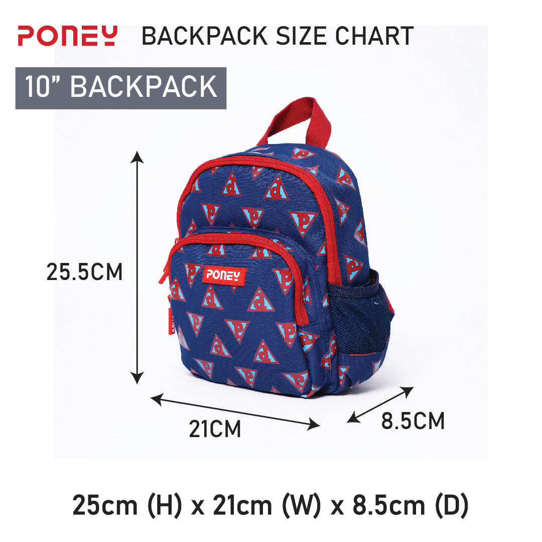 Poney Boys Navy Poney Logo Full Print 10'' Backpack Bag TB004