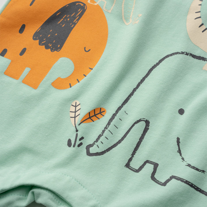 Poney Essential Mist Green Elephant Friends Short Sleeve Romper