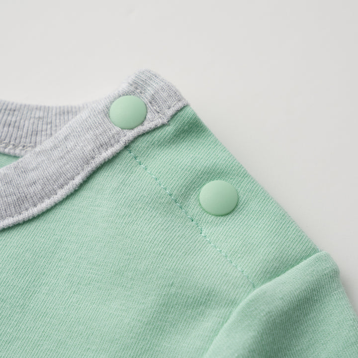 Poney Essential Mist Green Elephant Friends Short Sleeve Romper