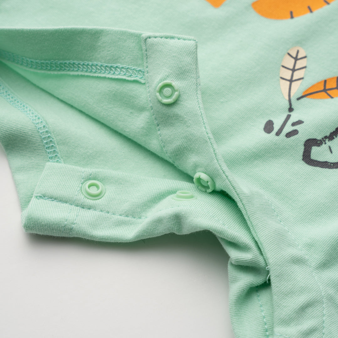 Poney Essential Mist Green Elephant Friends Short Sleeve Romper