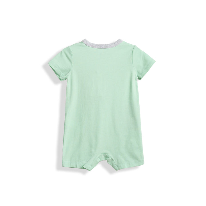 Poney Essential Mist Green Elephant Friends Short Sleeve Romper