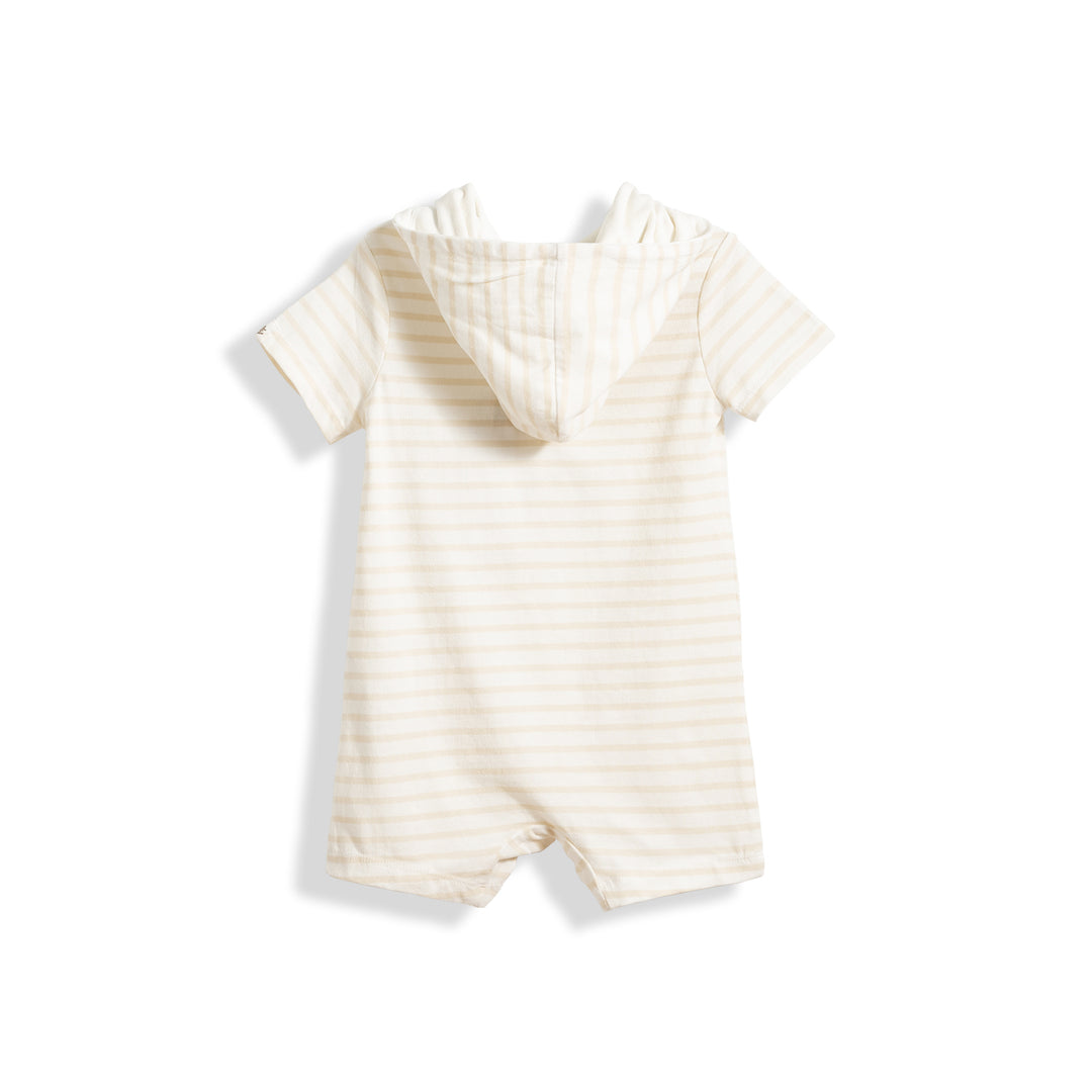 Poney Essential Sandshell striped hooded jersey short sleeve romper