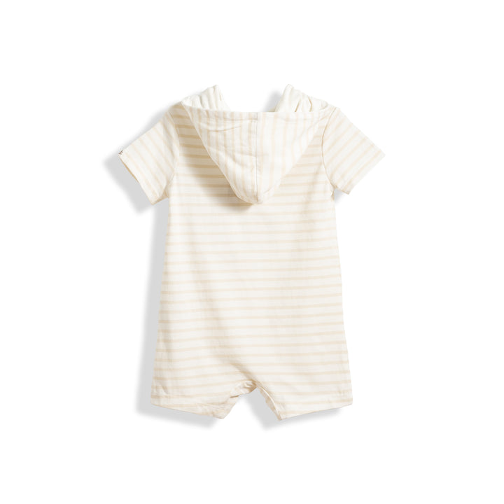 Poney Essential Sandshell striped hooded jersey short sleeve romper