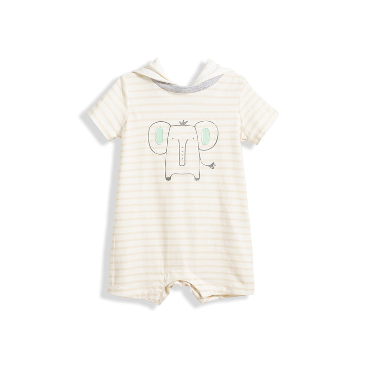 Poney Essential Sandshell striped hooded jersey short sleeve romper