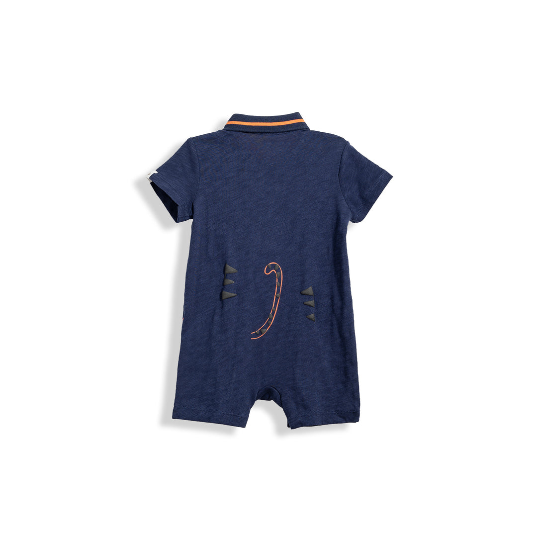 Poney Essential  Eclipse Blue Baby Tiger Short Sleeve Romper