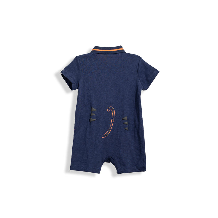 Poney Essential  Eclipse Blue Baby Tiger Short Sleeve Romper