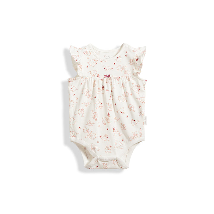 Poney Essential Little Sheep Ruffle Short Sleeve Bodysuit