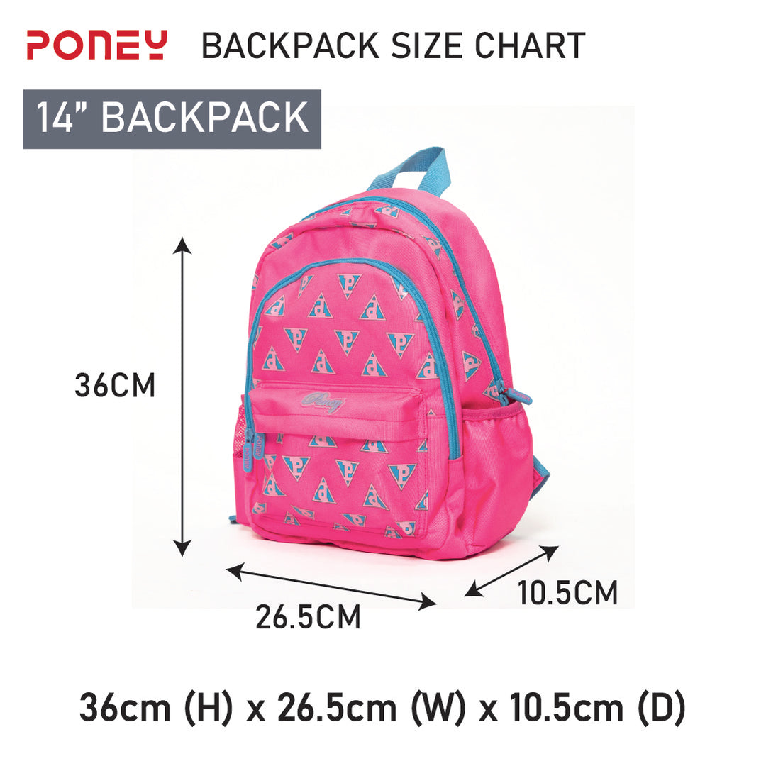 Poney Girls Orange Poney Logo Full Print 14'' Backpack Bag TG006