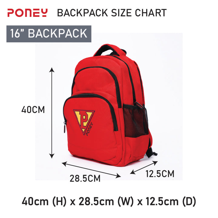 Poney Boys Red Poney Logo 16'' Backpack Bag KB013