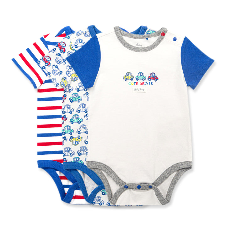 [Clearance] Poney Essential Boys 3-Pack Short Sleeve Bodysuits 80151