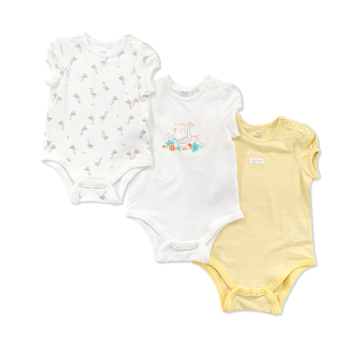 [Clearance] Poney Essential Girls 3-Pack Short Sleeve Bodysuits 80176