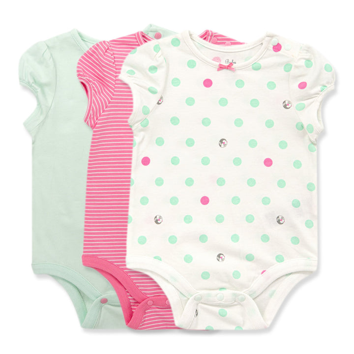 [Clearance] Poney Essential Girls 3-Pack Short Sleeve Bodysuits 80185