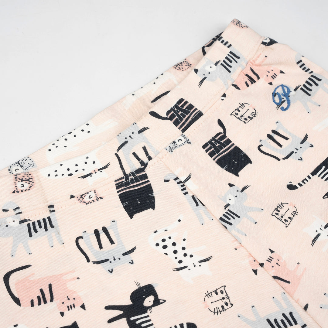 Poney Girls Light Pink Cool Cat Leggings