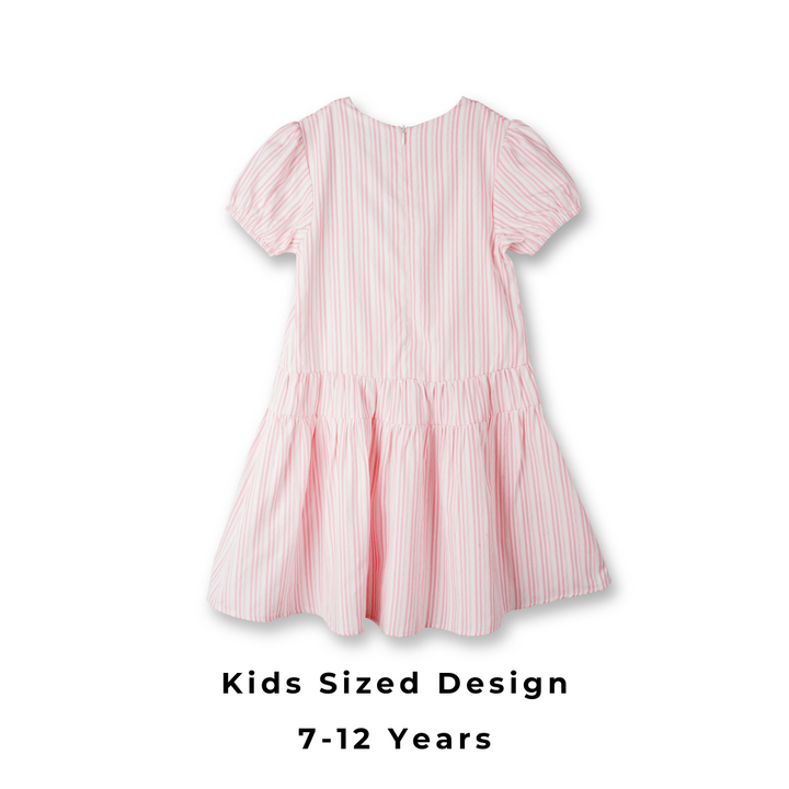 Poney Girls Pink Princess Stripe Sleeveless & Short Sleeve Dress